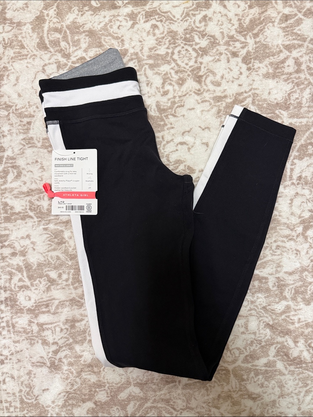Athleta Girl Leggings with White Side Stripe